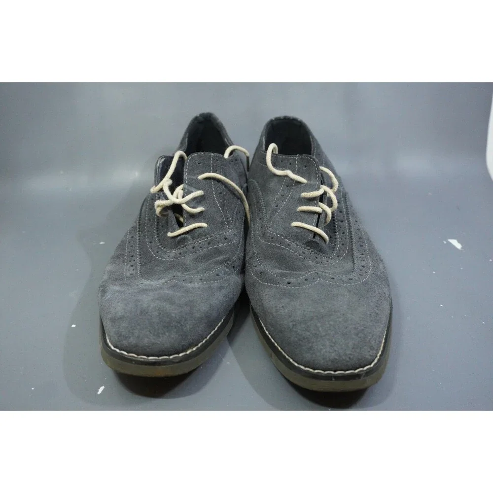 Joseph Abboud Mens 11 Gray Suede Leather Wingtip Oxford Shoes Leather Lining